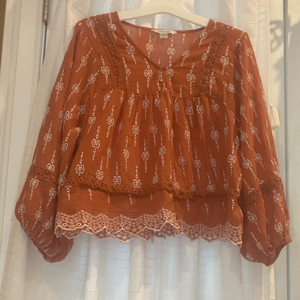 Pretty flower red blouse